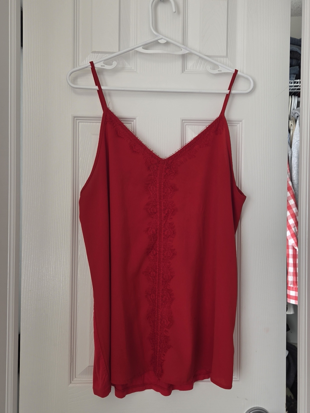Kismet Scarlet Red Lace-Trim Satin Camisole Size L
